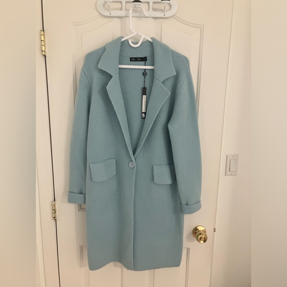 Elegant Light Blue Trench Coat